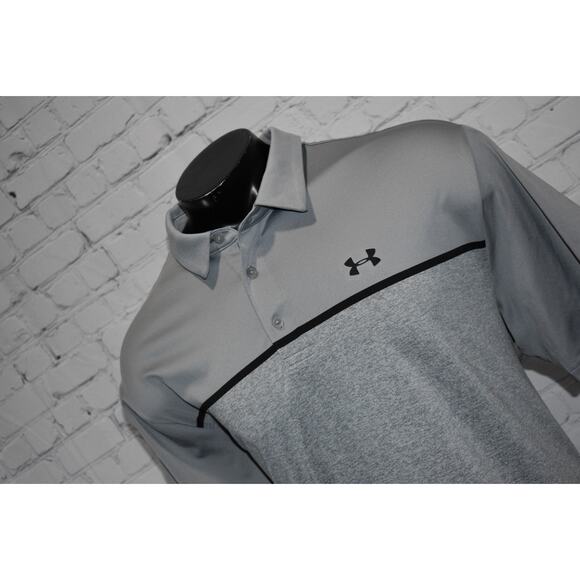 Under Armour Golf Playoff Polo Shirt Mens Size 2XL XXL Loose HeatGear Gray - Picture 1 of 7